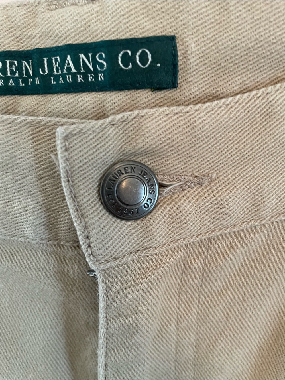 Ralph Lauren Jeans Co. Vintage Tan Jeans w Turquoise Beading Size 12 Made in HK - Picture 6 of 15